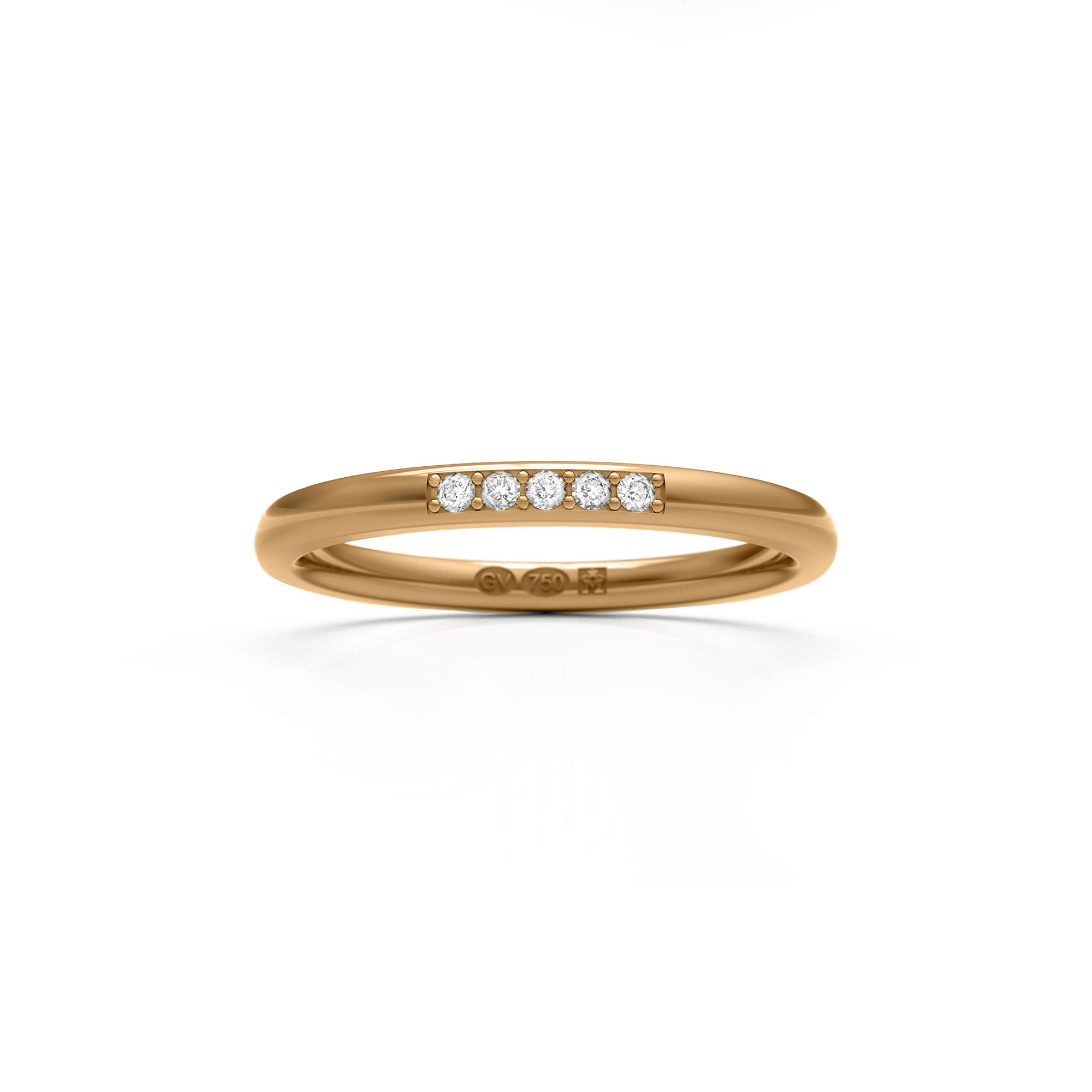 RING Halvrund 2 mm i 18k med 5 diamanter - Guldviva Jewellery