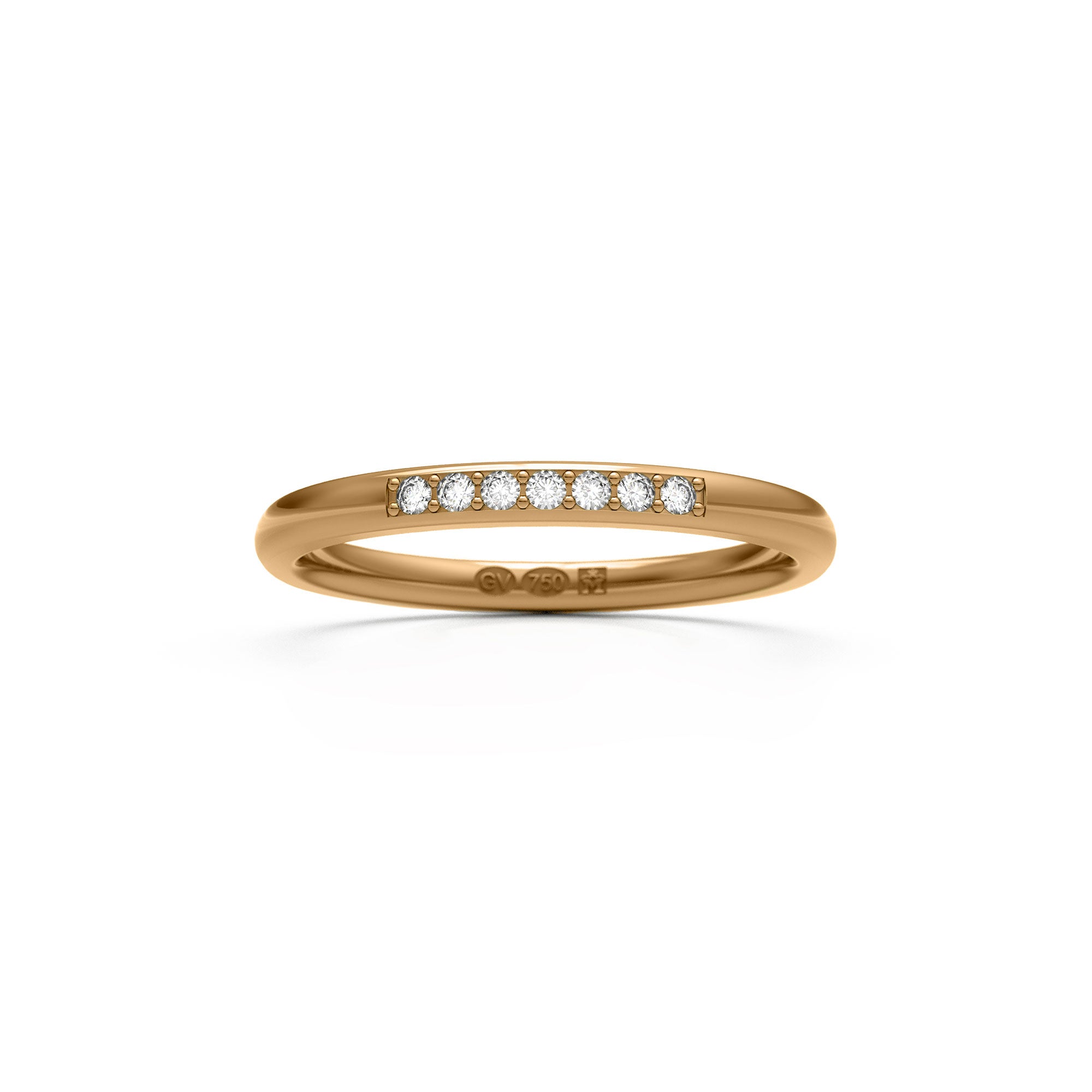 RING Halvrund 2 mm i 18k med 7 diamanter - Guldviva Jewellery