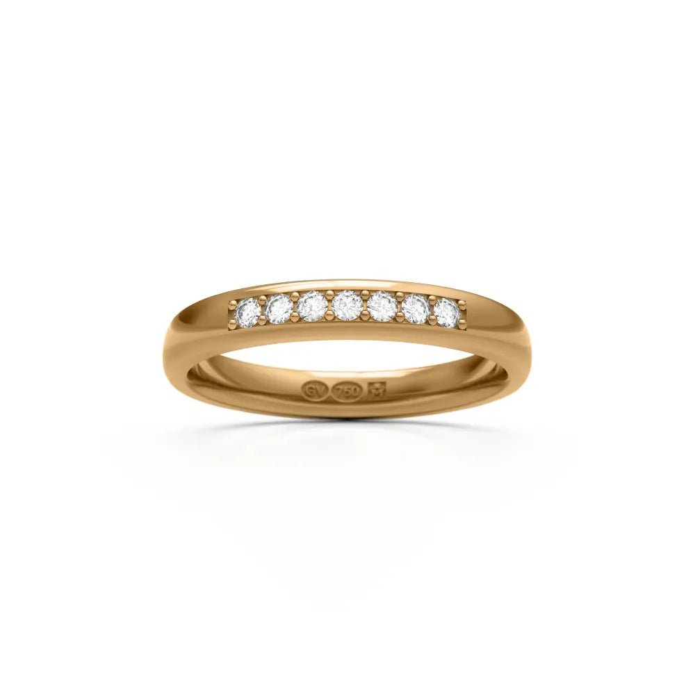 RING halvrund 3 mm i 18k med 7 diamanter - Guldviva Jewellery
